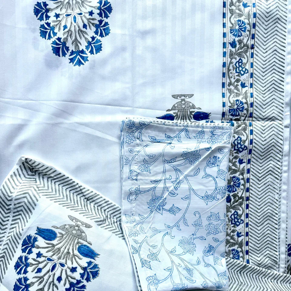 Neelaya Weave Handblock Bedsheet Set