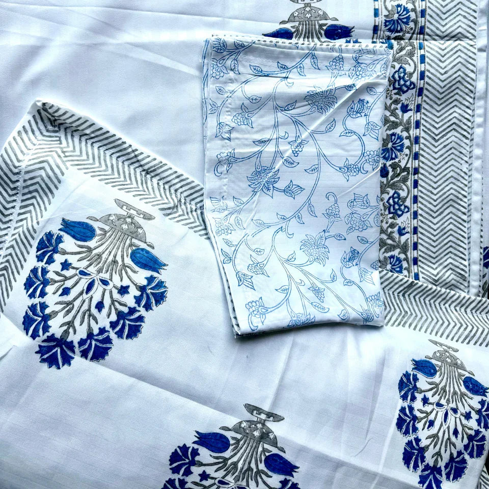 Neelaya Weave Handblock Bedsheet Set