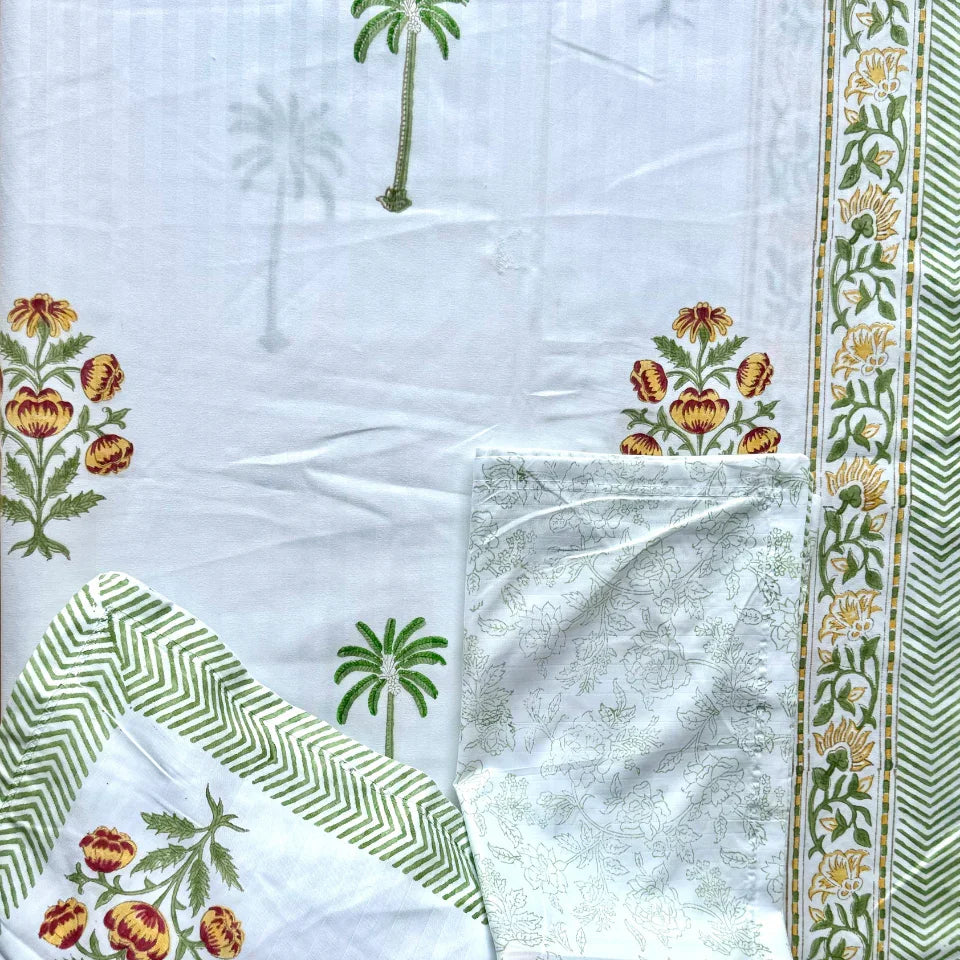 Orange Wrap Handblock Bedsheet Set