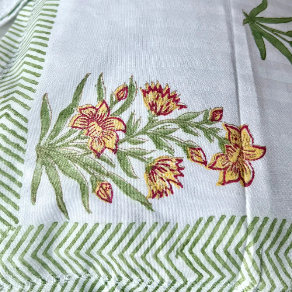 Florial Touch Handblock Bedsheet Set
