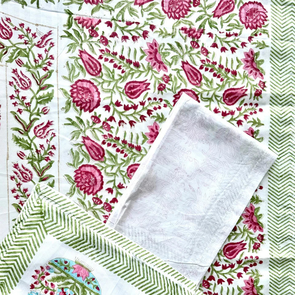 Pink Touch Handblock Bedsheet Set