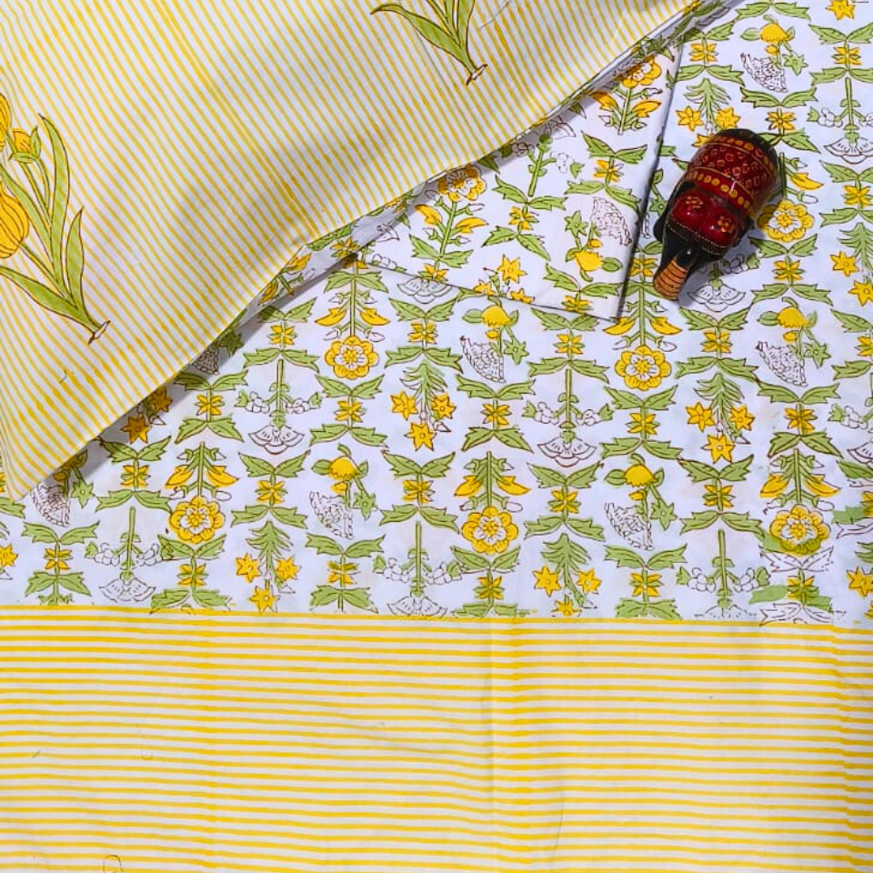 Sunset Blush Handblock Bedsheet Set