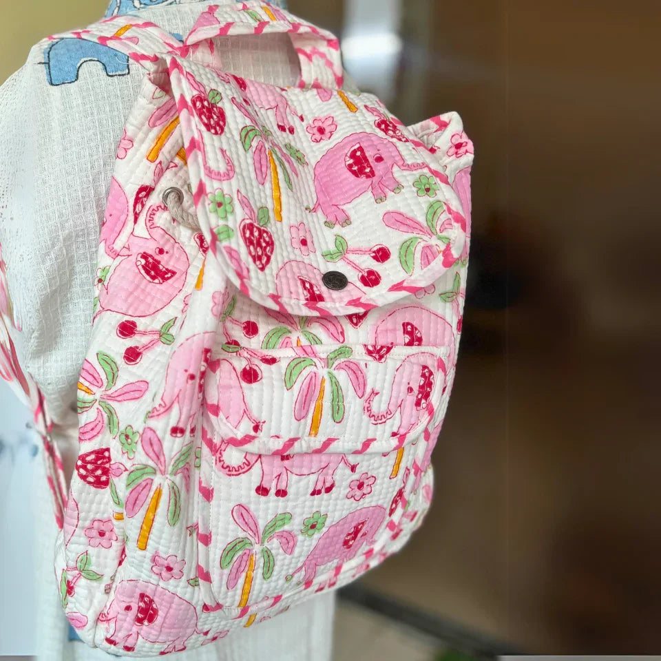 Pink Jumbo Cotton Kids Backpack