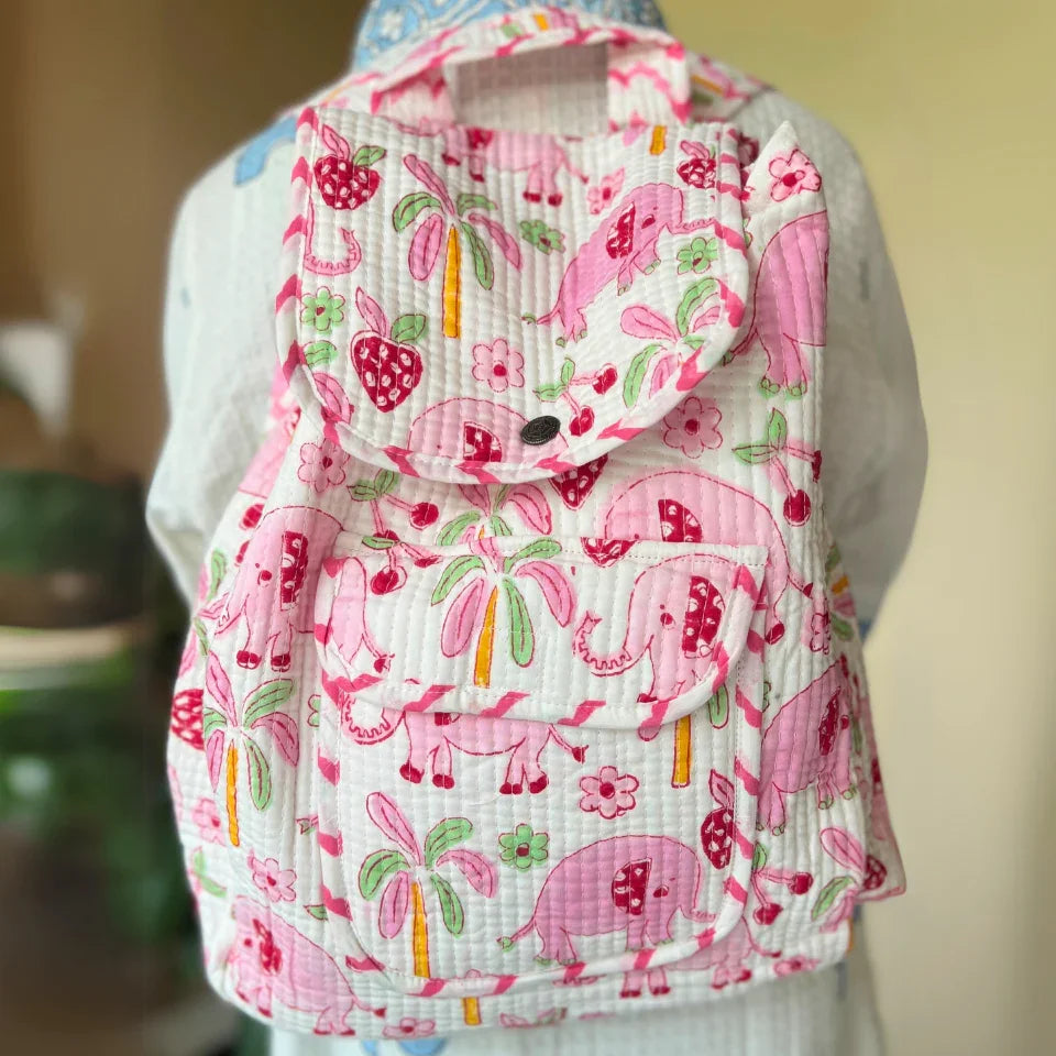Pink Jumbo Cotton Kids Backpack