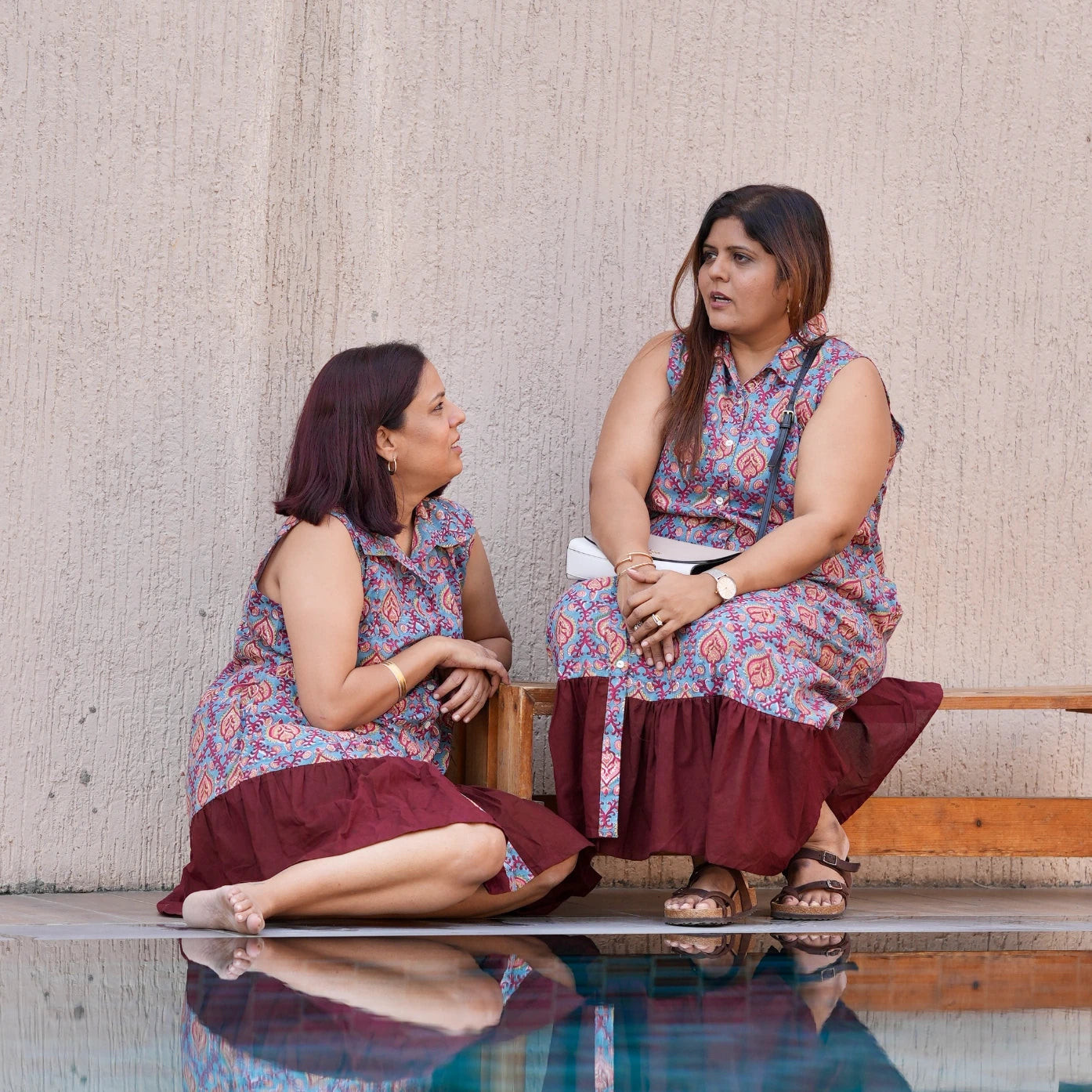 Handblock Printed Sleeveless Cotton Dress | Loom Nest