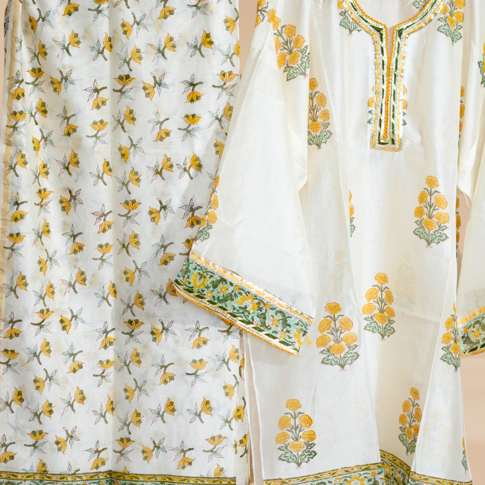 Diya Mustard Glow Chanderi Suit Set