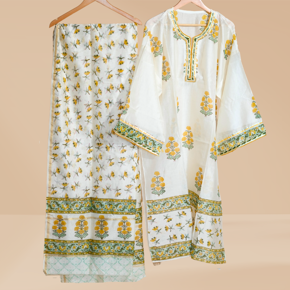 Diya Mustard Glow Chanderi Suit Set