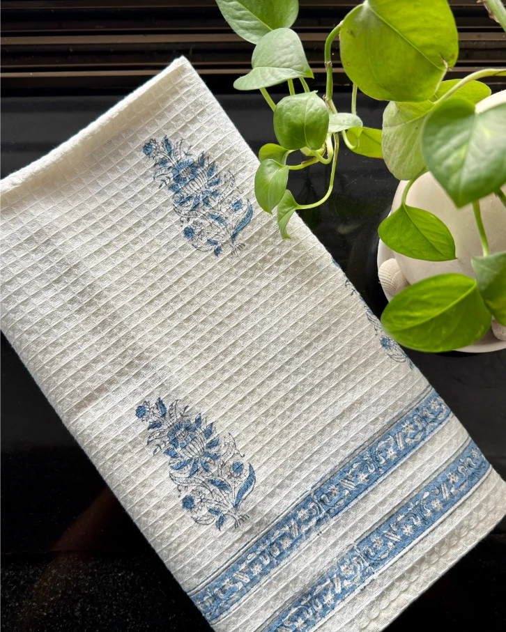 Indigo bloom Cotton Waffel Towel