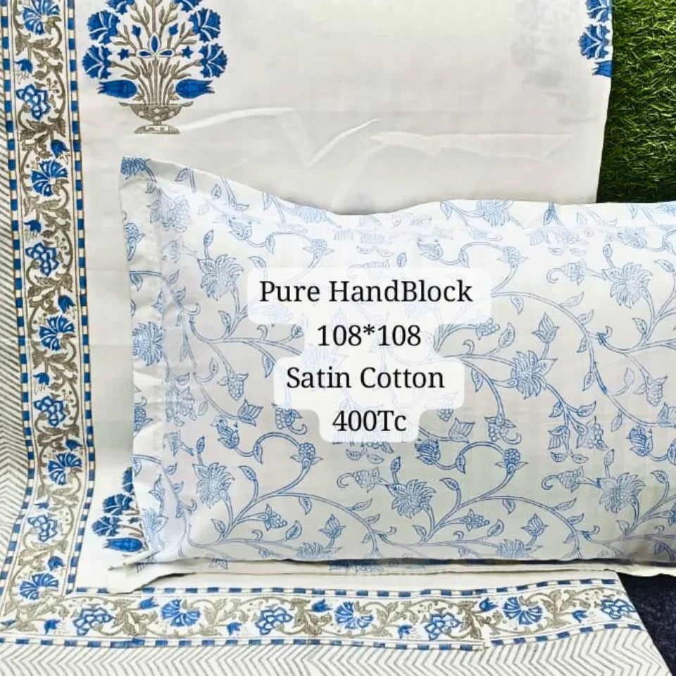 Neelaya Weave Handblock Bedsheet Set