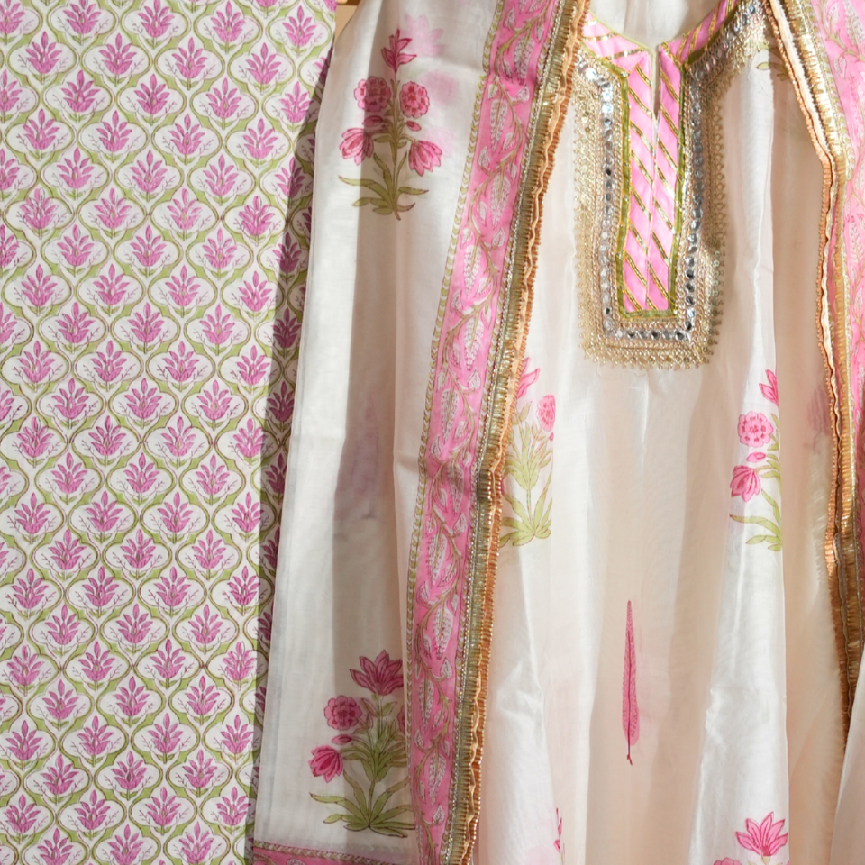 Ritika Rosette Chanderi Suit Set