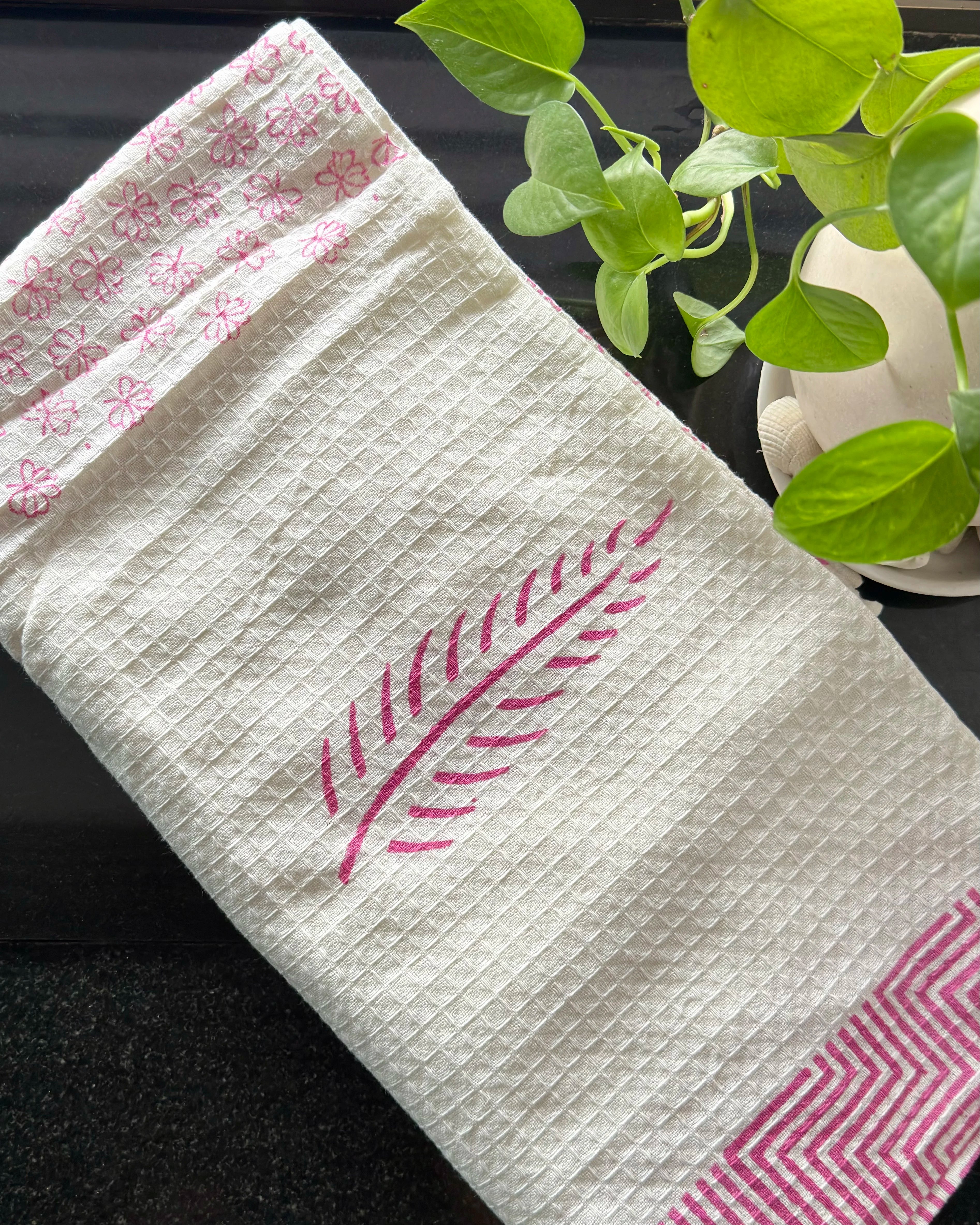 handblock waffel cotton towel